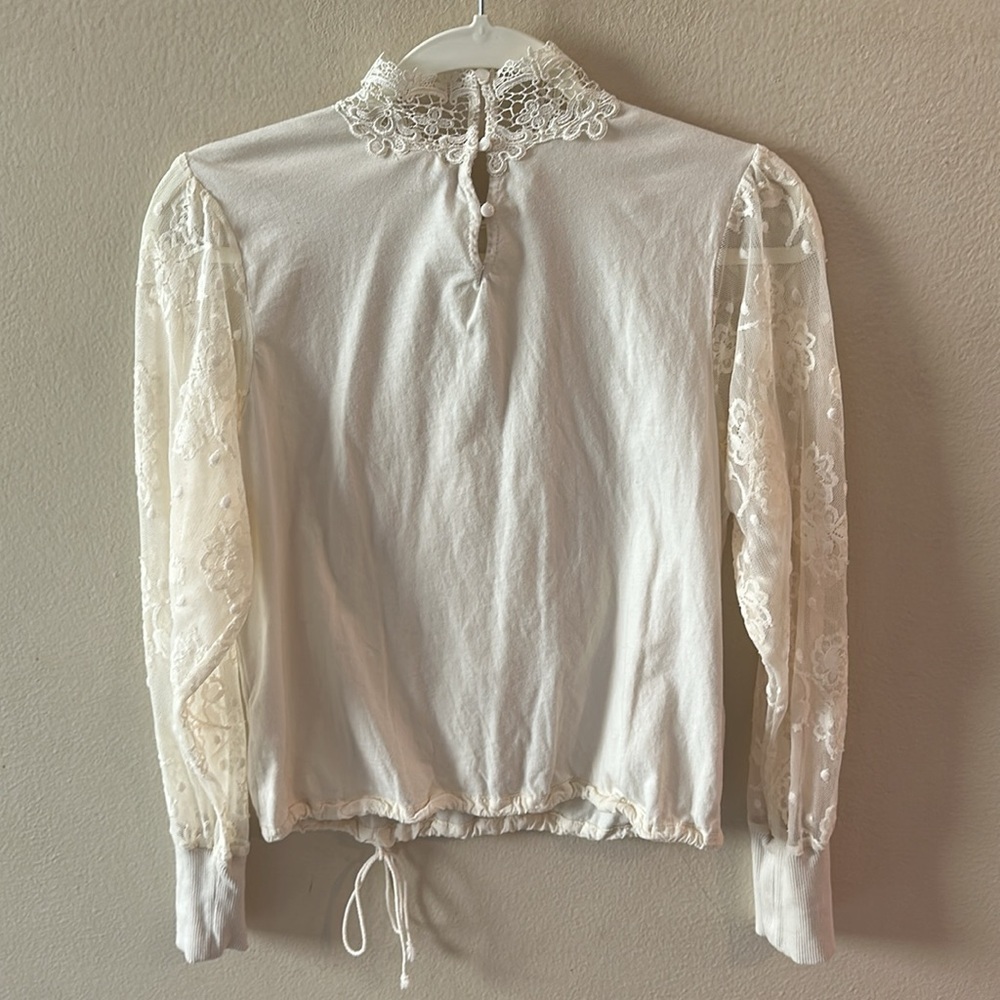 Anthropologie Tiny Oriana Long-Sleeve Lace blouse Top size small IVORY - Picture 8 of 8